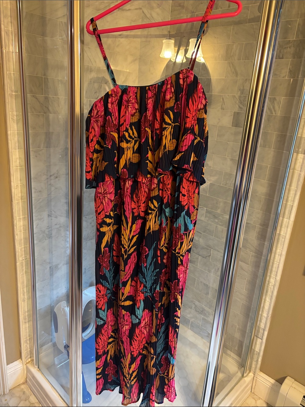 Tropical Floral Jumpsuit in Navy, Pink, Yellow, Teal